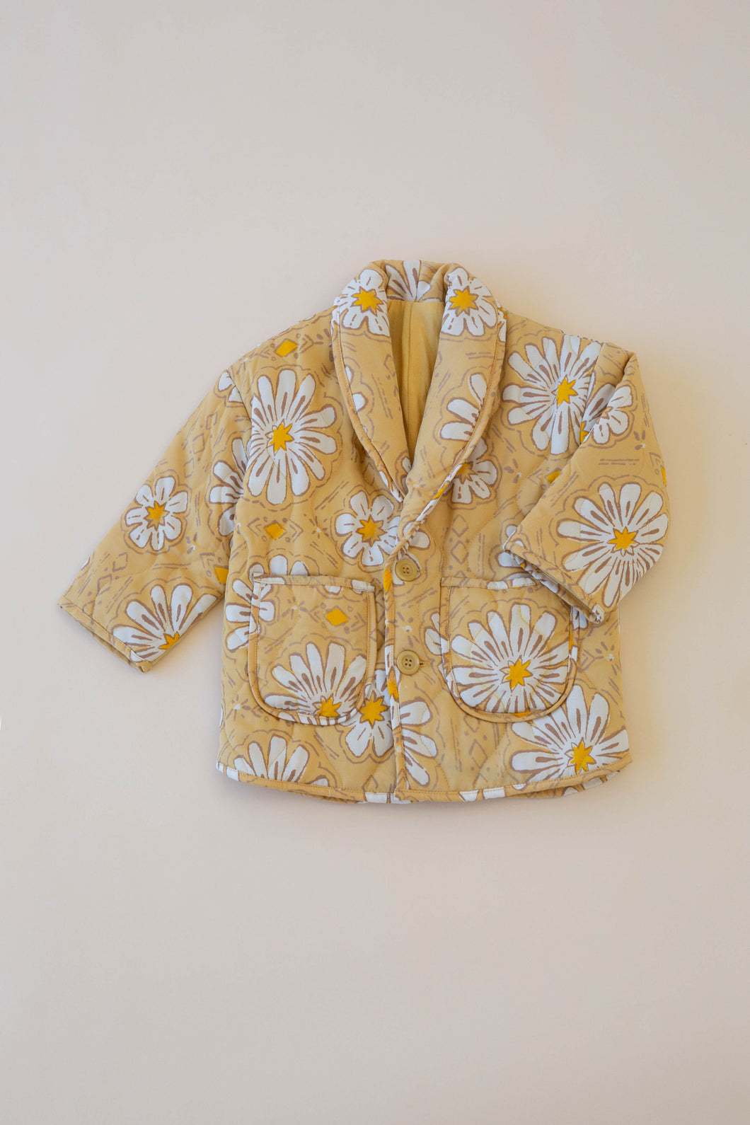 SHAWL COLLAR JACKET, YELLOW FLORAL